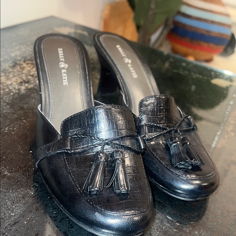 Kelly & Katie Black Textured Mules - Picture 6 of 6